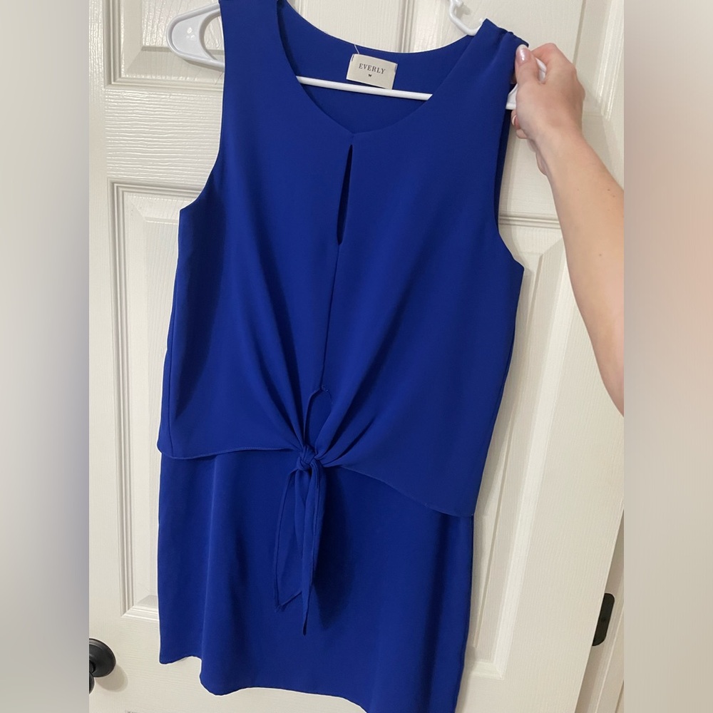 Navy blue front tie dress